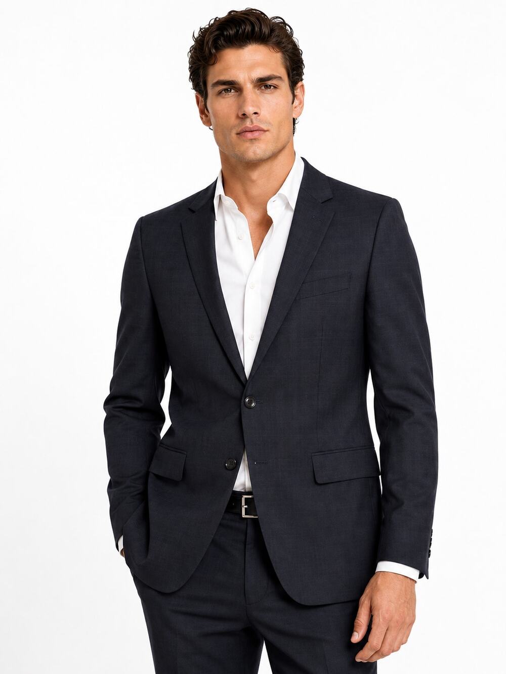 Versace Men's Blue Black Suit Jacket Blazer IT 50 US 40 2-Button Italy EUC